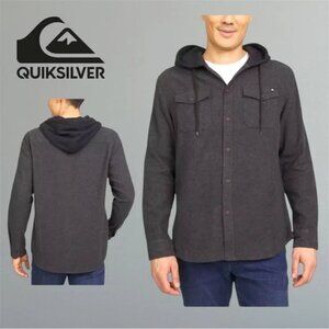 NWT Quiksilver Flannel Hooded Shirt - Black (Medium)